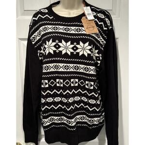 New Vintage Ugly Sweater Weatherproof Men Snowflake Pullover Black Size L $90